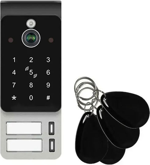 Interfon Video Inteligent Pentru 2 Familii Mentor Svk4105b Cu 4 Fire Wi-Fi Card Pin Tuya 10 Inch Ips Dvr Fhd 2mp Ik08 Negru