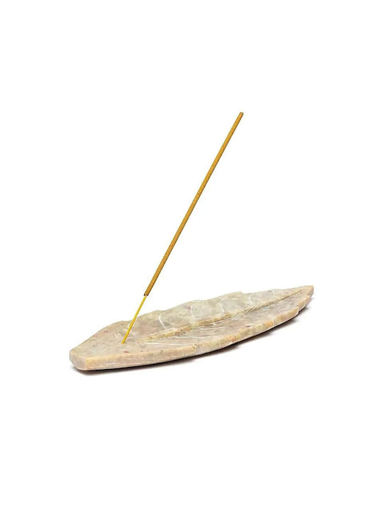 Bază din Piatră pentru Bețișoare Aromatice Sau Conuri Formă de Frunză Leaf Natural 25cm
