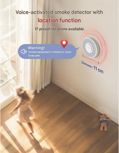 Pachet 12 Detectoare De Fum Inteligente X-Sense Xs0b-Mr121 Mesaje Vocale Stație De Bază Wi-Fi Sbs50 Senzor Fotoelectric 33 Mm Interconectabile Alerte Telefon Alb