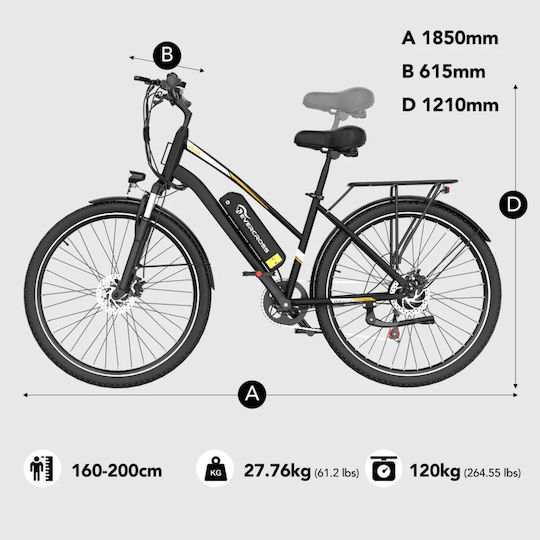 Evercross EK28W 28" Weiß Elektrofahrrad Stadt