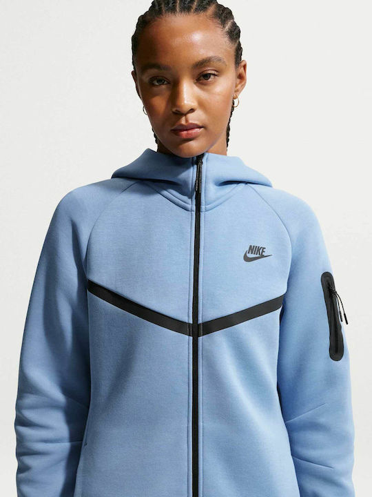 Tech Fleece Fleece Women's Cardigan with Zipper Blue