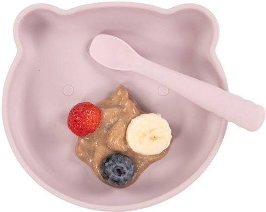 Bo Jungle Baby Food Plate Bear made of Silicone Pink