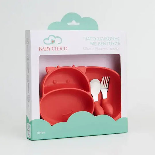 Baby Cloud Baby Food Container Set Hippo made of Silicone Red