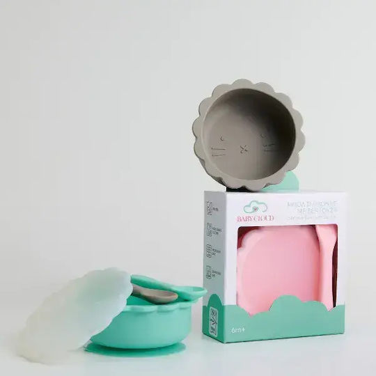 Baby Cloud Baby Food Container Set Lion made of Silicone Green 3pcs