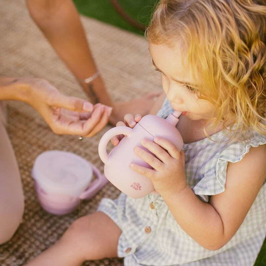 Interbaby Παιδικό Ποτηράκι με Λαβές και Καλαμάκι από Σιλικόνη Γαλάζιο 175ml για 6m+