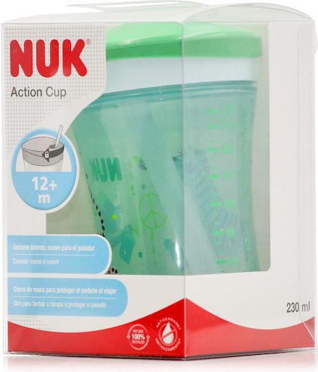 Nuk Kleinkinderbecher Action Cup aus Plastik Grün Zebra 230ml für 12m+m+