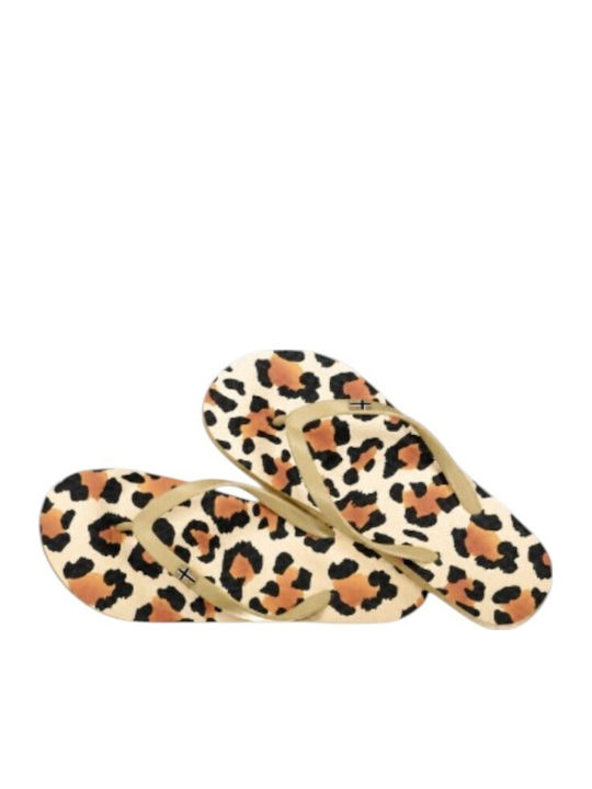 Damen-Flip-Flops - Hausschuhe in Goldfarben