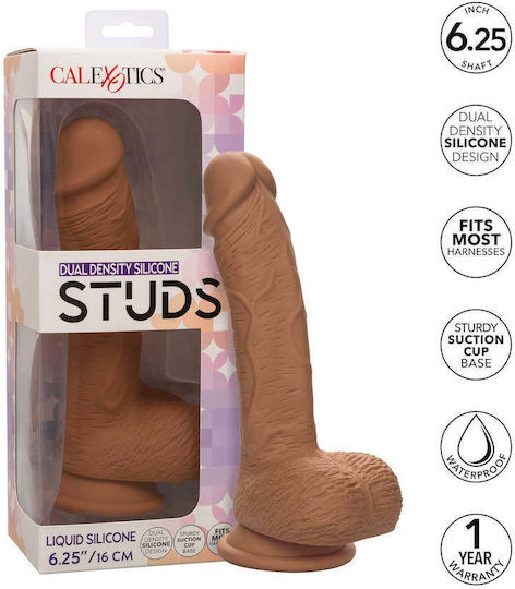 Calexotics Ρεαλιστικό Dildo με Όρχεις και Βεντούζα Καφέ 16cm