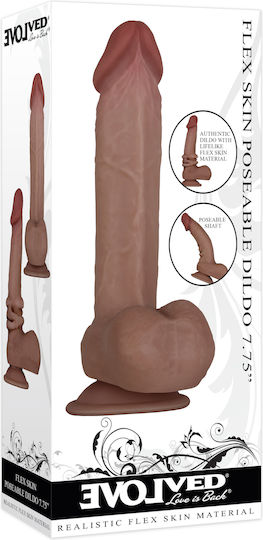 Evolved Novelties Flex Skin Posable Dildo Realistisches Dildo mit Saugnapf Dunkel 19,5cm