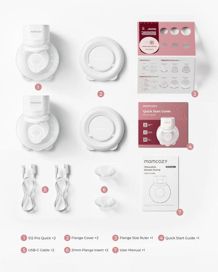 Momcozy S12 Pro Pompă de Sân Electrică Simplă cu Baterie Fără BPA Roz 180ml