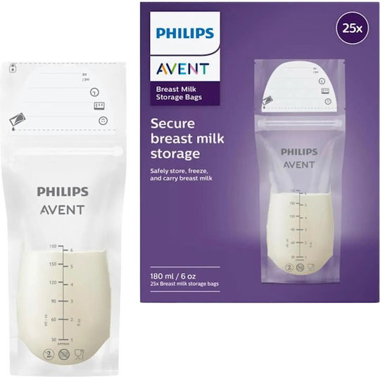 Philips Breast Milk Storage Bags 180ml 25 Pieces