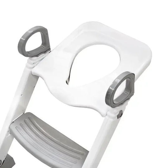 BabyTrold Детско Тоалетно Столчe Бяло със Стъпало и Дръжки
