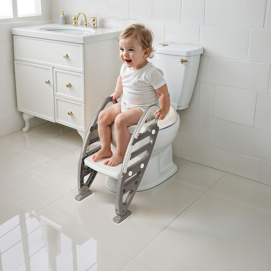 Dolu Toddler Toilet Seat Grey with Footrest, Handles & Cushion