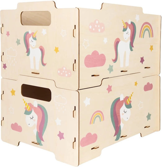 Ango Kinder Spielzeugkiste Aus Holz Rosa 26.5x34.5x18.5cm 2 Stück