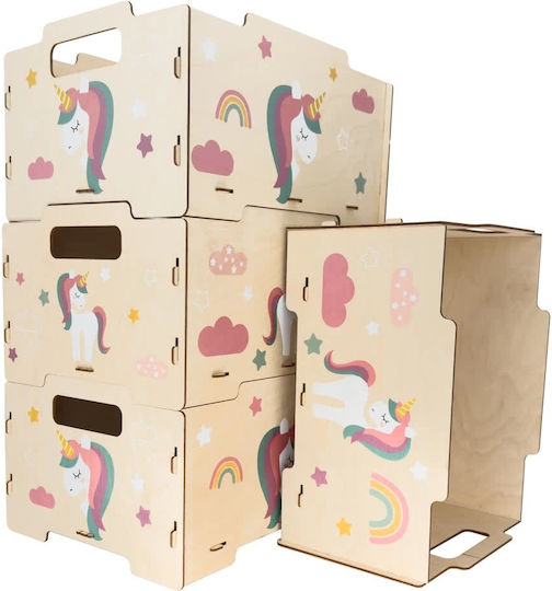Ango Kinder Spielzeugkiste Aus Holz Rosa 26.5x34.5x18.5cm 2 Stück