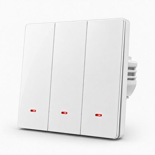 Qoltec Умен стенен прекъсвач 3 канала Wi-Fi таймер Tuya Smart Life бял
