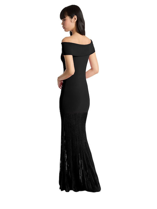 Maxi Βραδινό Φόρεμα με Διαφάνεια Black