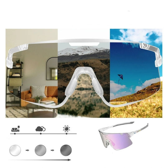 Rockbros Ochelari de Ciclism cu Ramă Galbenă și Lentile Transparente / Fotocromice / Polarizate