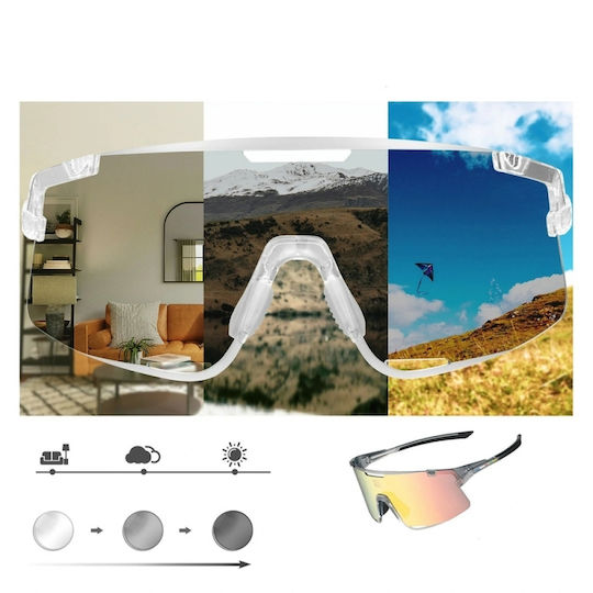 Rockbros Ochelari de Ciclism cu Ramă Gri și Lentile Transparente / Fotocromice / Polarizate
