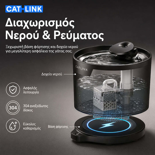 Catlink Συντριβάνι Νερού για Σκύλο & Γάτα 3 Θέσεων 19x19x16.5εκ.
