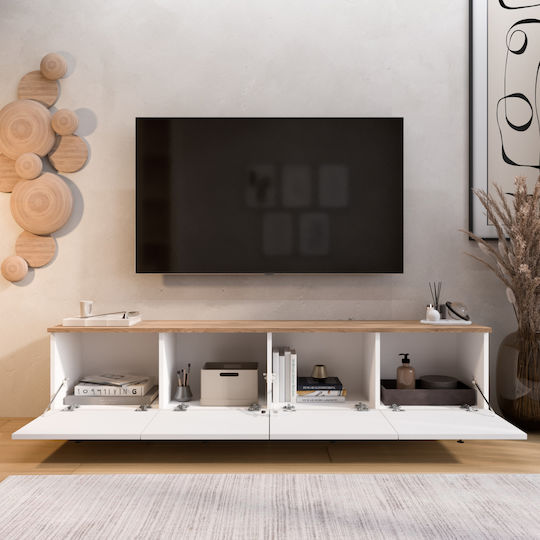 TV Stand Edda White/Natural W180xD34.1xH45.6cm