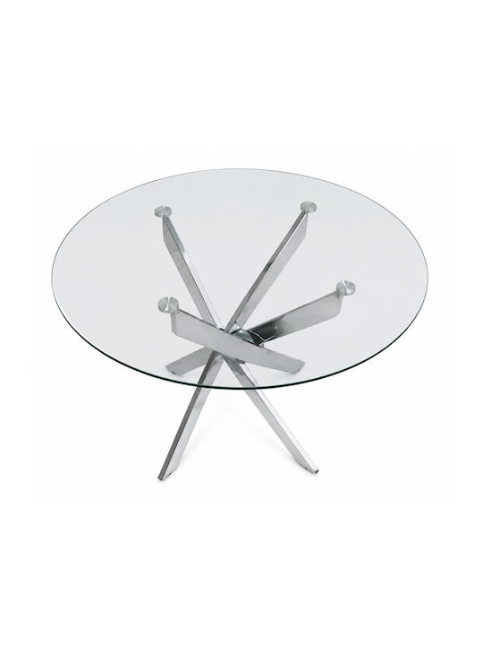 Round Central Glass Coffee Table Silver W100xL100xH75.5cm