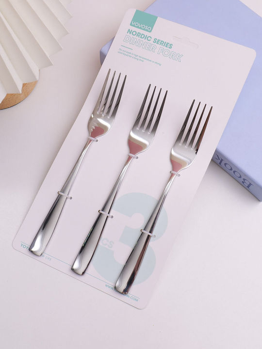 Set Table Forks Stainless Steel Silver 3 Pieces