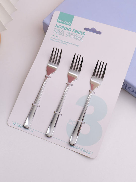 Set Table Forks Stainless Steel Silver 3 Pieces