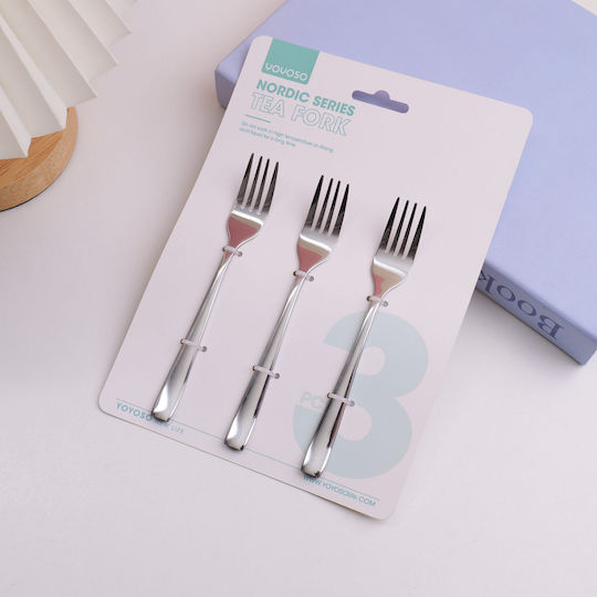 Set Table Forks Stainless Steel Silver 3 Pieces Set Table Forks Stainless Steel Silver 3 Pieces