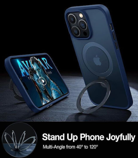 Torras Ostand Matt Magsafe Umschlag Rückseite Silikon Marineblaue Für iPhone 15 Pro Max