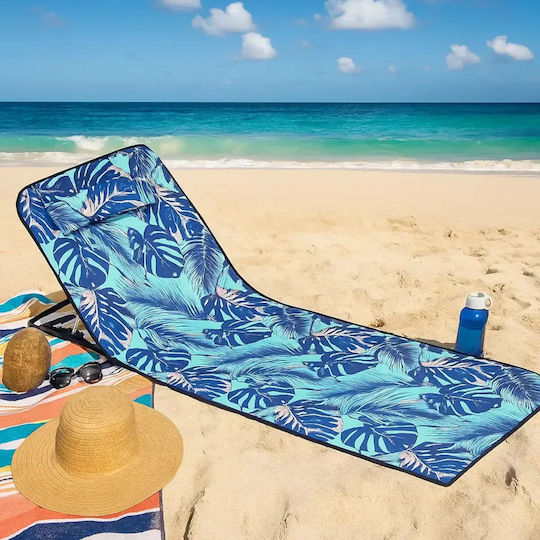 Abyz Strandliege Blau Klappbar Stahl mit Kissen 145x50cm