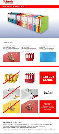 Esselte No 1 Mape Cu Inele În Formă De Arc Power Lever Pp Parțial Reciclat Fsc A4 75 Mm Culoare Piersică