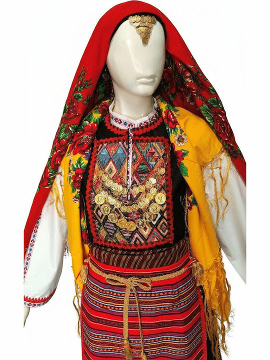 Traditional Costume of Eastern Romylia Kavakli Thrace with 2 Rows Necklace