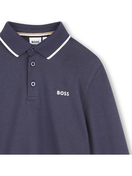 Kids Long-sleeved Polo Blue