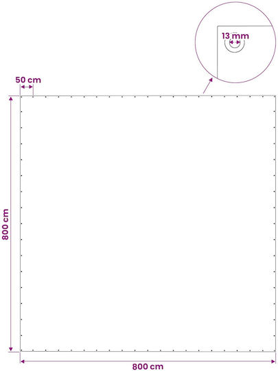 vidaXL Αδιάβροχος Μουσαμάς 140gr/m² 8x8μ. Ελαφρού Τύπου Πράσινος