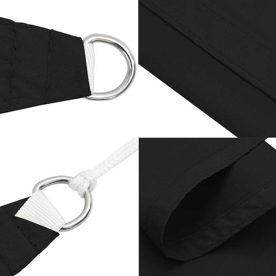 vidaXL Dreieck Sonnensegel Schwarz Mit Hoop & mit PU-Beschichtung 5x6x6m hergestellt aus Oxford-Gewebe