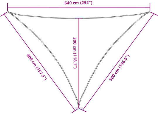 vidaXL Dreieck Sonnensegel Blau Mit Hoop & mit PU-Beschichtung 4x5x6.4m hergestellt aus Oxford-Gewebe