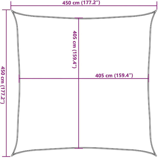 vidaXL Pătrat Umbrela Sail Verde Cu cerc 4.5x4.5m 160gr/m² confecționat din HDPE 160gr/m²