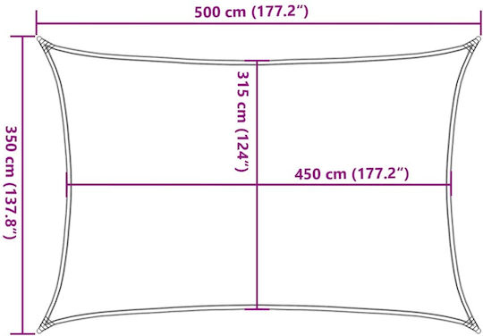 vidaXL Ορθογώνιο Πανί Σκίασης Λευκό με Κρίκους 3.5x5m 160gr/m² από HDPE 160gr/m²