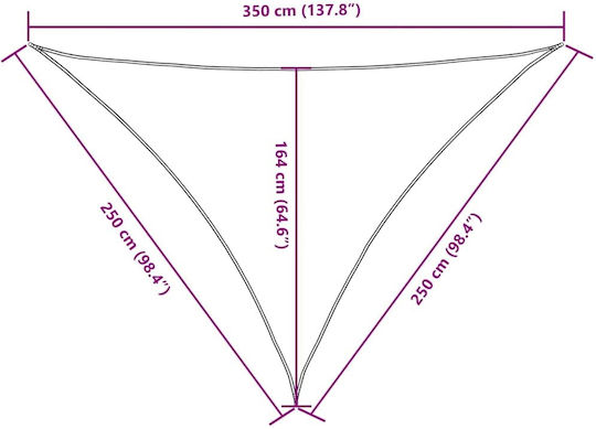 vidaXL Triangle Shade Sail Black With Hoop & with PU Coating 2.5x2.5x3.5m made of Oxford fabric