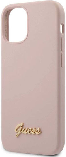 Guess Script Gold Logo Back Cover Πλαστικό Ροζ (iPhone 12 mini)