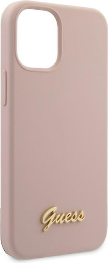 Guess Script Gold Logo Back Cover Πλαστικό Ροζ (iPhone 12 mini)