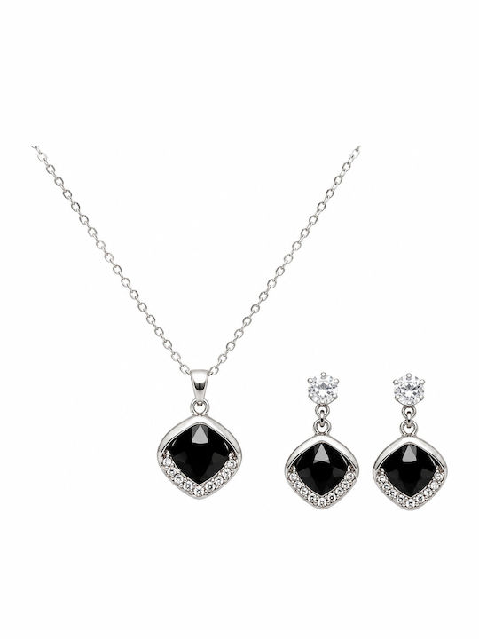 Velve Velve Schmuckset mit Ohrringen und Anhänger aus Silber mit Steinen