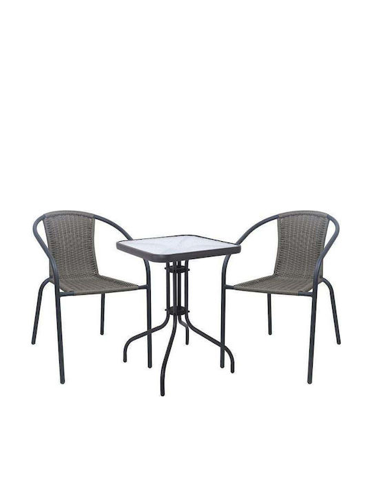 Set Sala De Mese Pentru Exterior Baleno 2 Piese Antracit Gri Mix E24010W