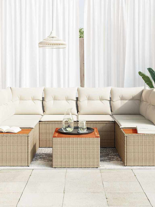 Garden & Outdoor Furniture Set Living Room 6 Pieces Beige with Pillows