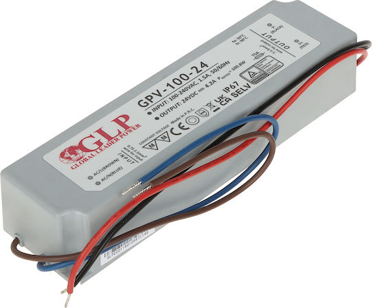 MPL Τροφοδοτικό LED Στεγανό IP67 Ισχύος 100W με Τάση Εξόδου 24V
