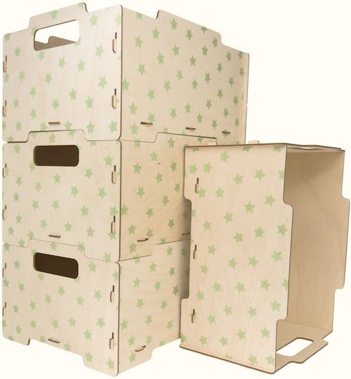 Ango Kinder-Spielzeugkiste aus Holz Grün 26,5x34,5x18,5cm 2 Stück