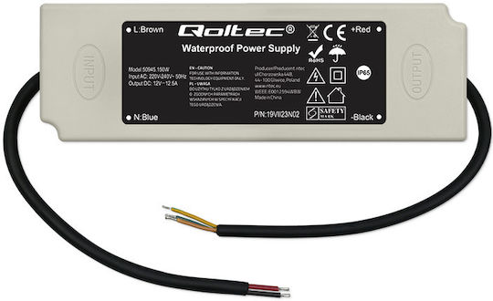 Qoltec LED-Netzteil Wasserdicht IP67 Leistung 150W mit Ausgangsspannung 12V
