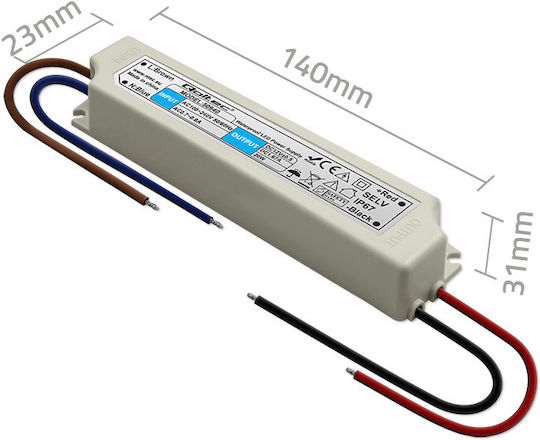 Qoltec LED Захранване Водоустойчиво IP67 Мощност 20W с Изходно Напрежение 12V