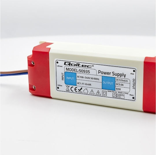 Qoltec LED Захранване IP20 Мощност 60W с Изходно Напрежение 12V